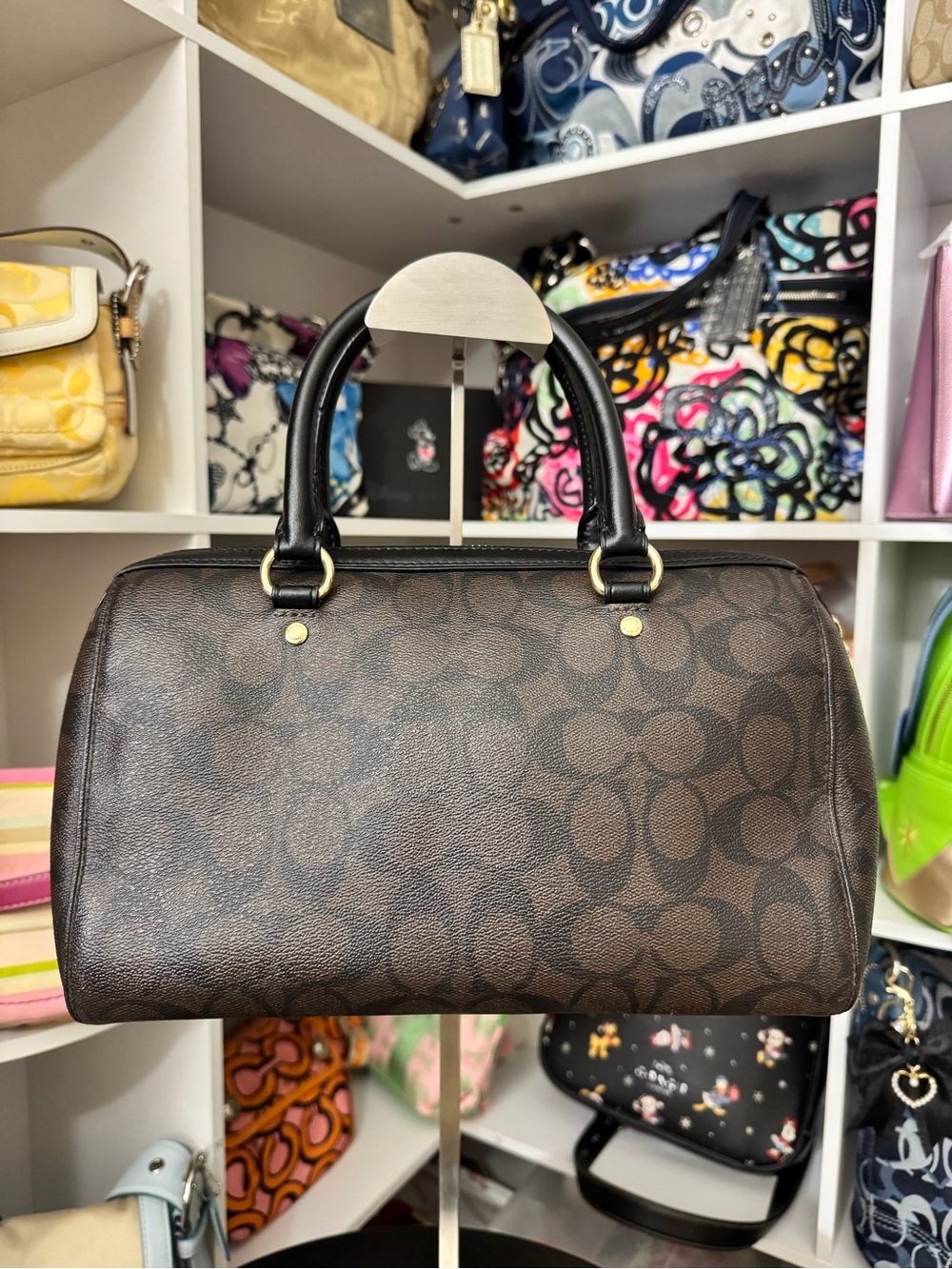 Coach Brown Signature Rowan Satchel - Picture 4 of 10